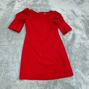 Vince Camuto Red Puff Sleeve Sheath Dress Size 8 Polyester Blend a1229